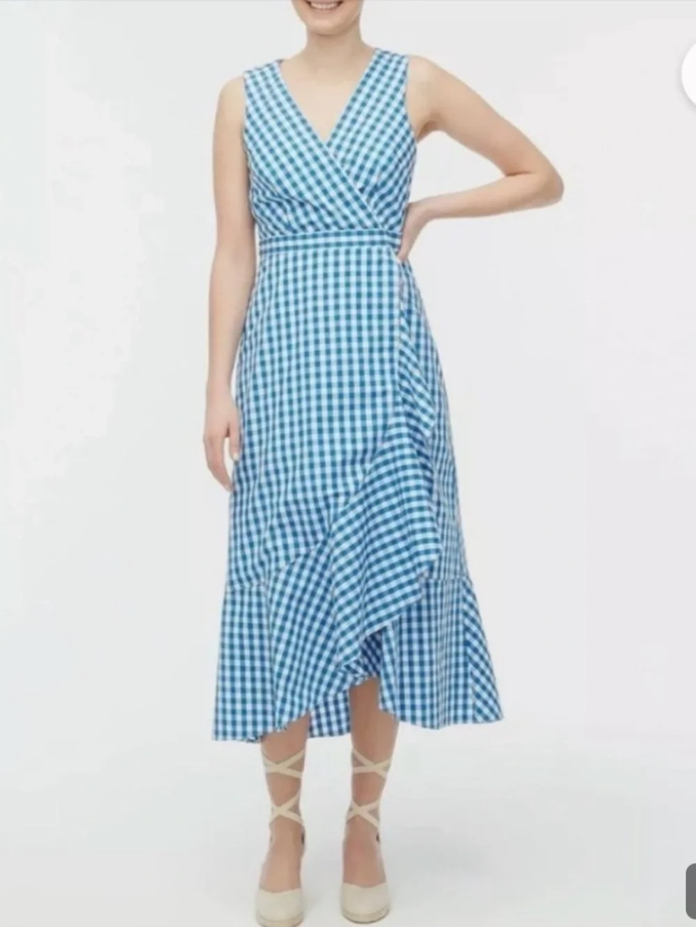 J. Crew gingham plaid wrap dress in cotton poplin